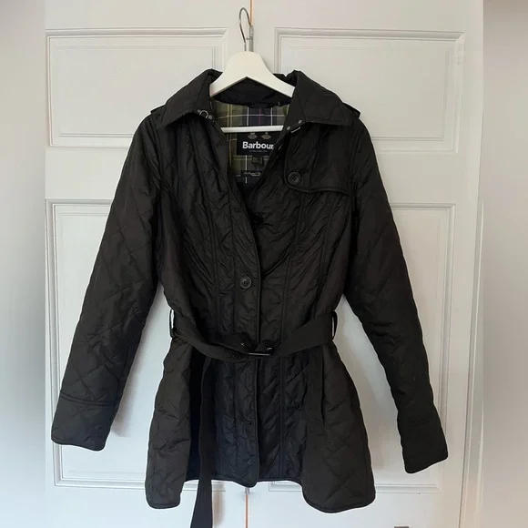 Barbour Tummel Box Quilt Trench Jacket-Women's Black - Picture 1 of 3